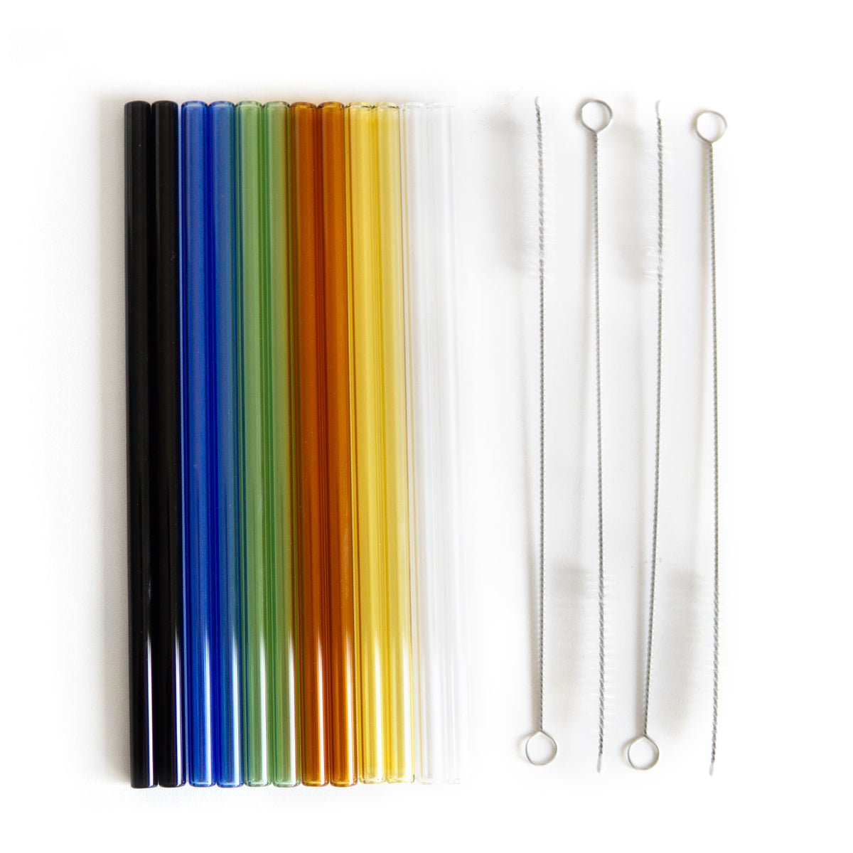 Bunte Glas-Trinkhalme in 6 Farben